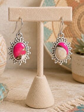 Earrings*Cotton Candy Turquoise 925 Sterling Silver Dangle Drop
